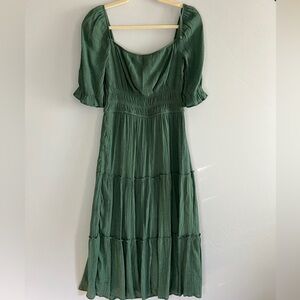 Trixxi Green Tiered Dress